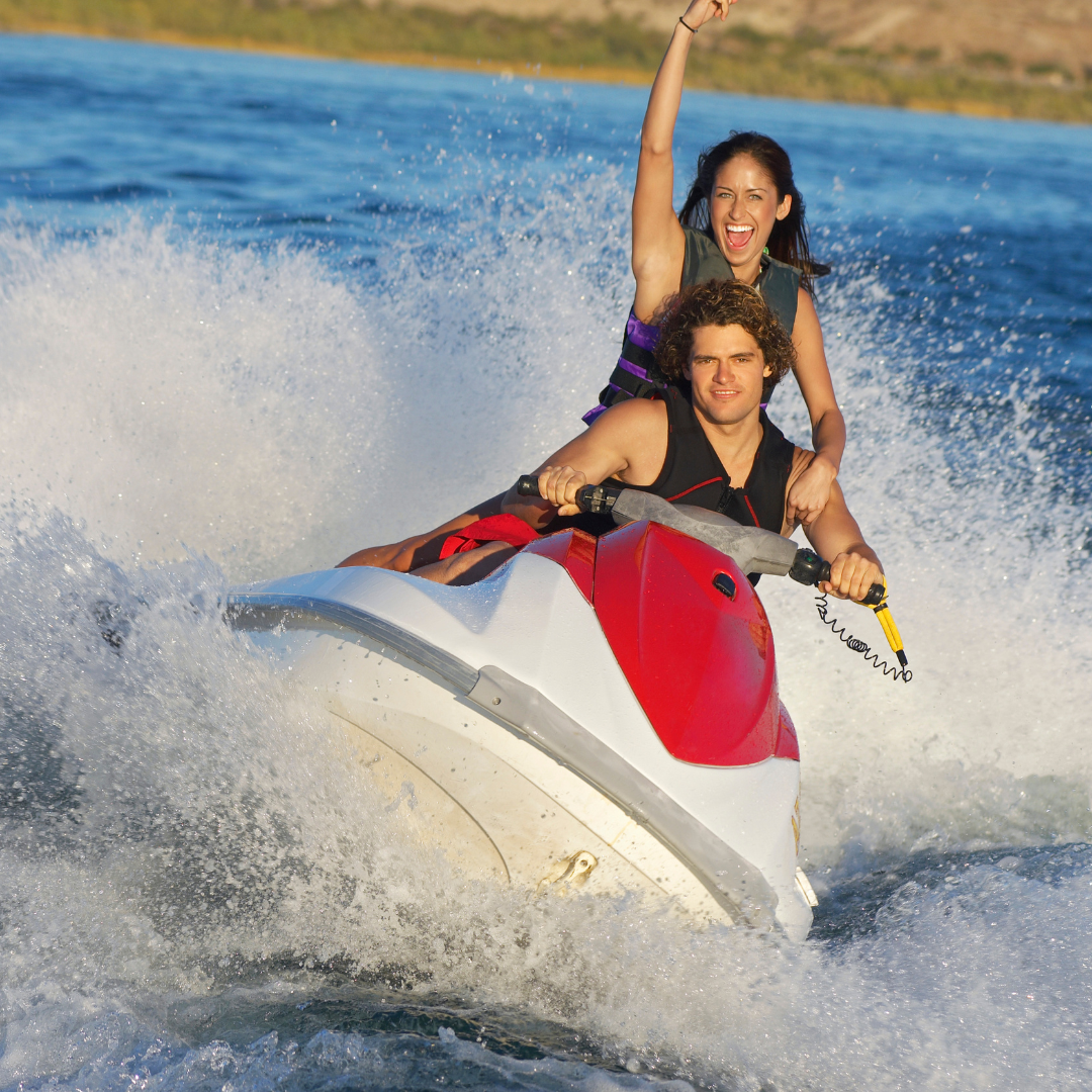 Couple enjoying a jet ski rental in Miami